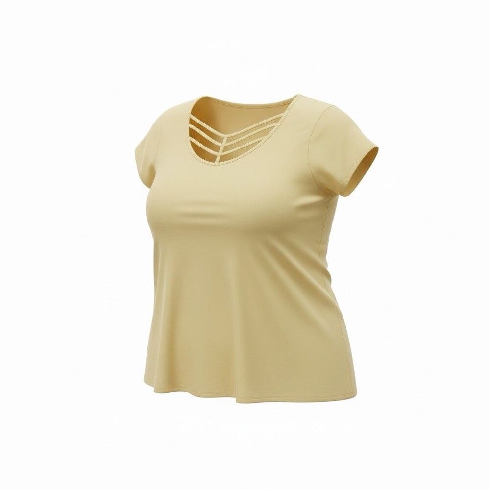 Eye Candy Lemon Yellow Women’s Stretch Strappy Plus Size T-Shirt 3X